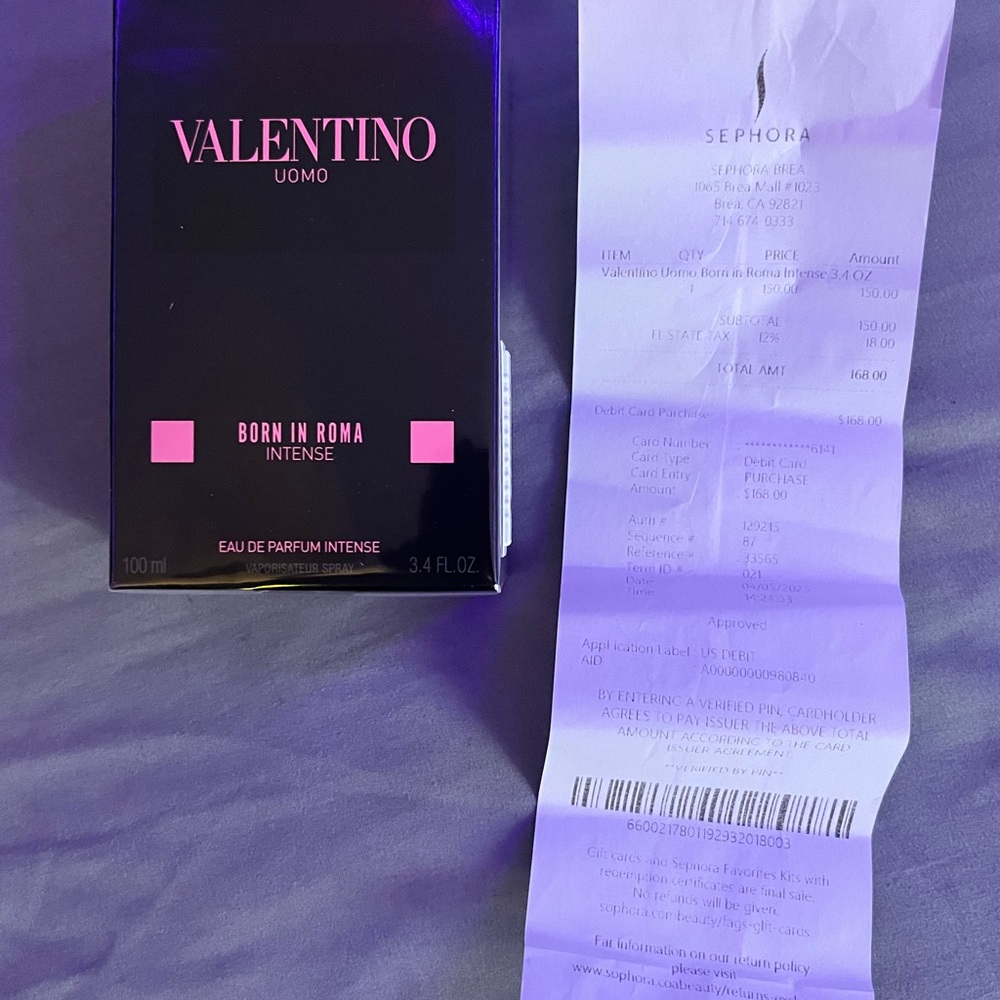 Valentino Purple Receipt